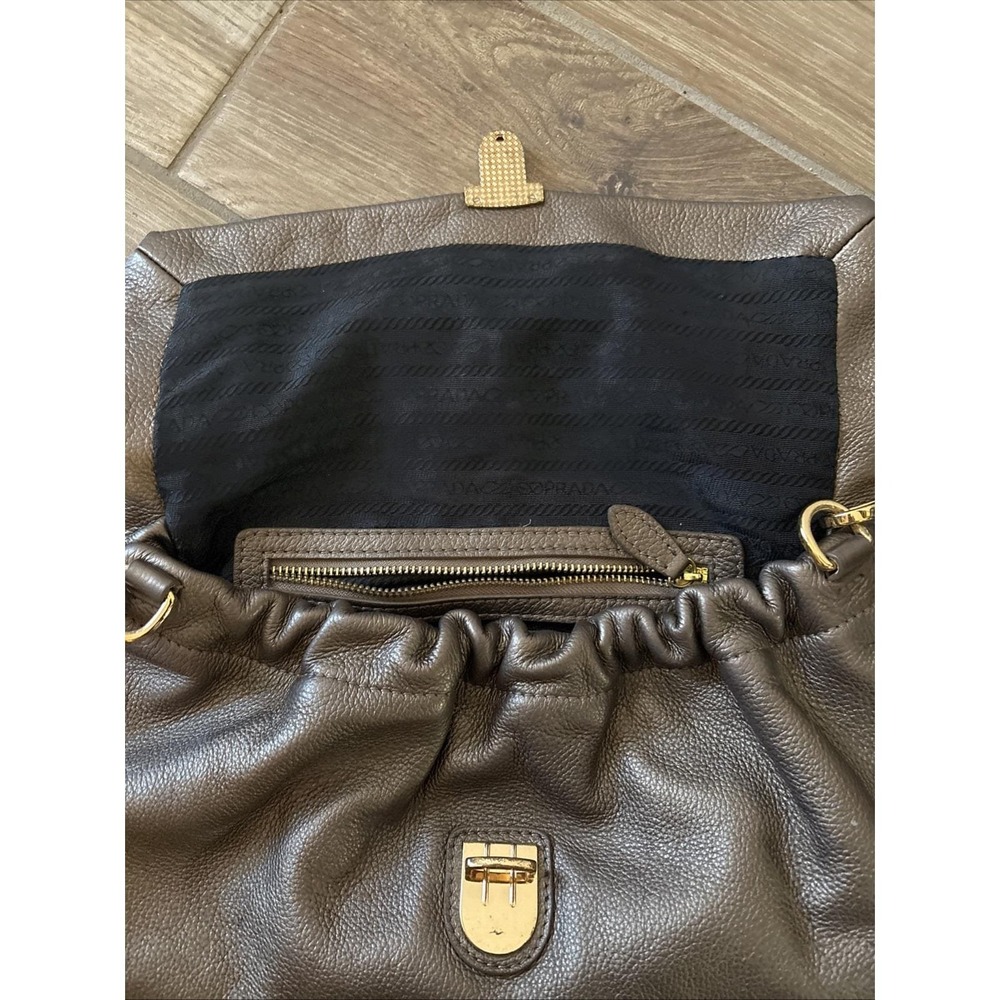 Vintage Prada Vitello Shine Copper Leather Studded Shoulder Bag Italy Gold HW - Picture 6 of 16